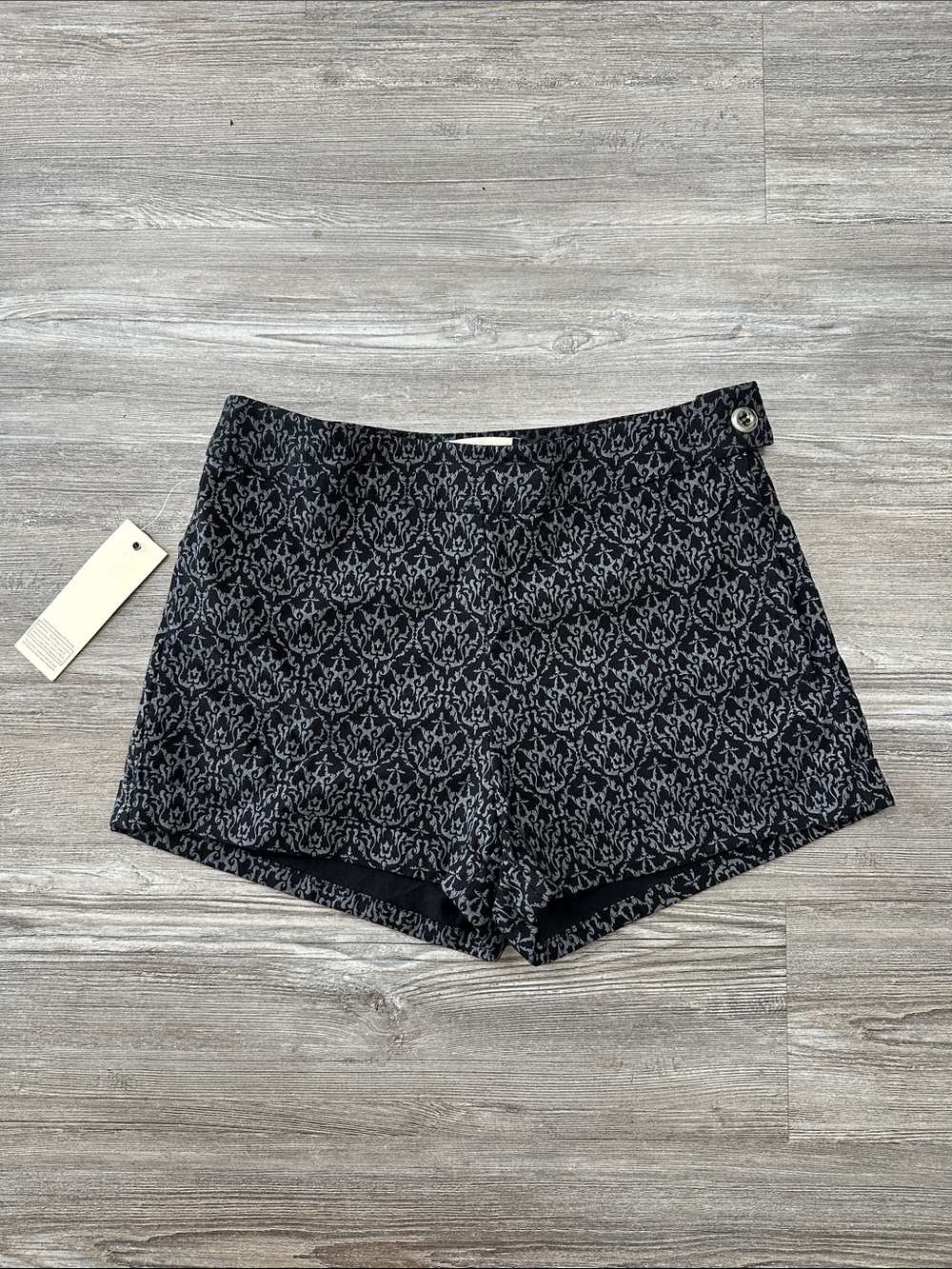 High-Waist Black Patterned Women's Shorts